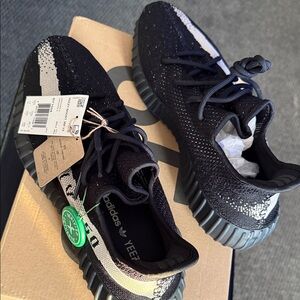 adidas Black and Cream Knit Sneakers